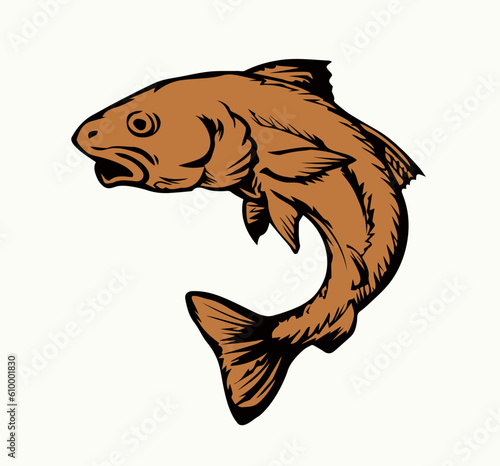 Vector drawing. Fish in the water