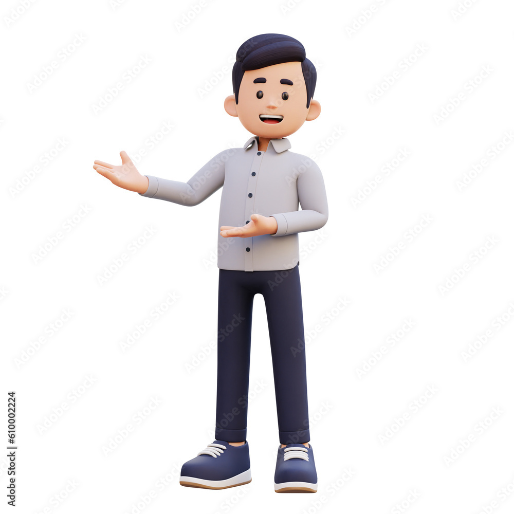 3D Male Character Presenting to the Right with Confidence 3D Male Character Presenting to the Right with Confidence