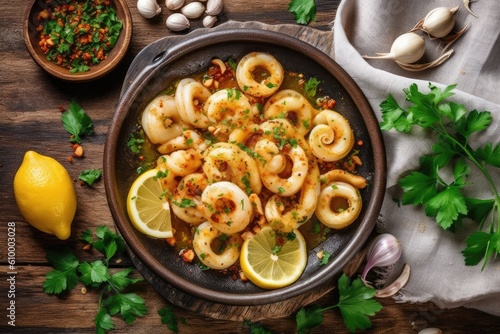 stock photo of Calamari ripieni is a flavorful Italian Food Photography AI Generated