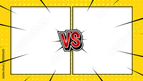 Cartoon comic background Fight versus Comics book colorful competition poster with halftone on yellow	