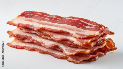 Close up shot of a stacked up bundle of bacon