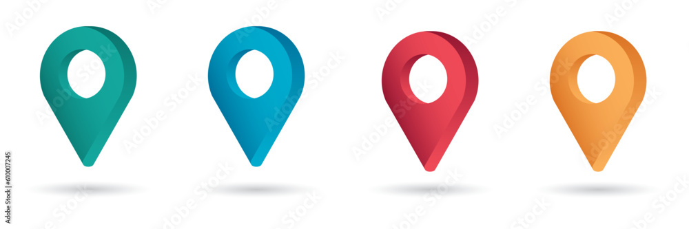 Set color maping pin location 3d vector icons