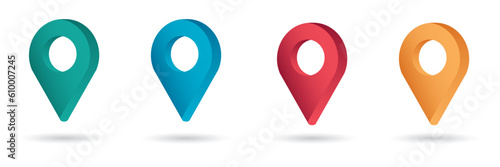 Set color maping pin location 3d vector icons