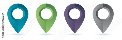 Set color maping pin location 3d vector icons