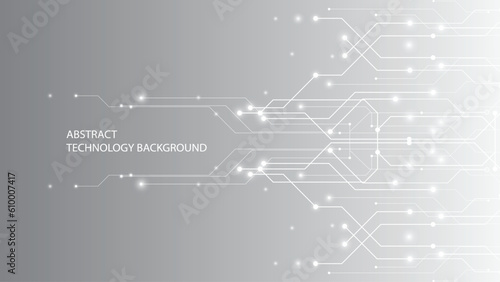 Gray and white technology background image Line design for communication connections in digital systems Hi-tech technology pattern