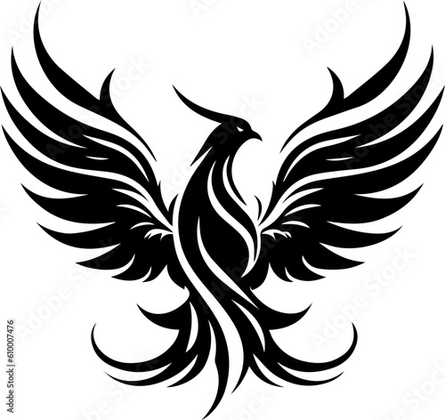 Flying Phoenix Fire Bird abstract Logo design vector template. Dove Eagle Logotype concept icon © Oleg