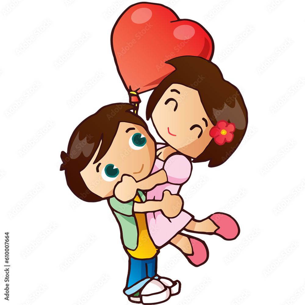 Sweet Cute Couple Mascot Design Hugs With Baloon Sweet Cute Couple Mascot Design Hugs With Baloon