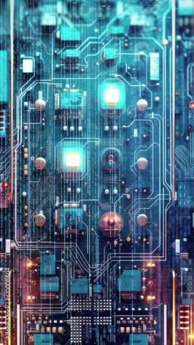 A animated circuit board background with pulsing light. Created using some elements made with generative AI.