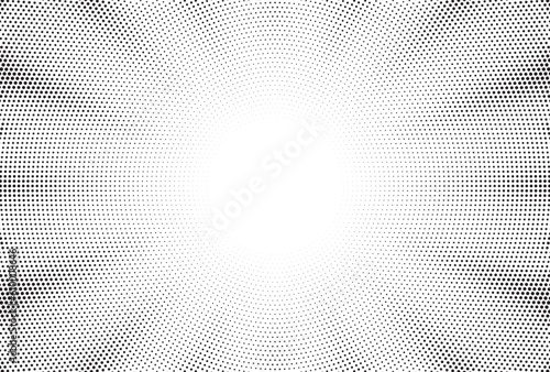 Halftone gradient sun rays pattern. abstract halftone vector dots background. monochrome dots pattern. pop art, comic small dots. star rays halftone poster. shine, explosion. sunrise rays background. 