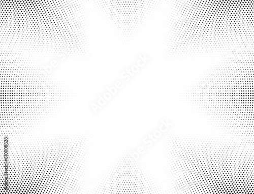 Halftone gradient sun rays pattern. abstract halftone vector dots background. monochrome dots pattern. pop art, comic small dots. star rays halftone poster. shine, explosion. sunrise rays background. 