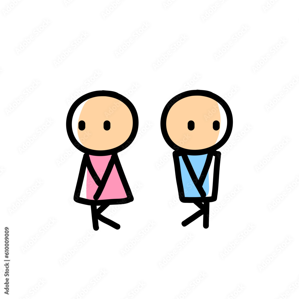 Hand drawn cartoon of toilet symbol for men and women Hand drawn cartoon of toilet symbol for men and women