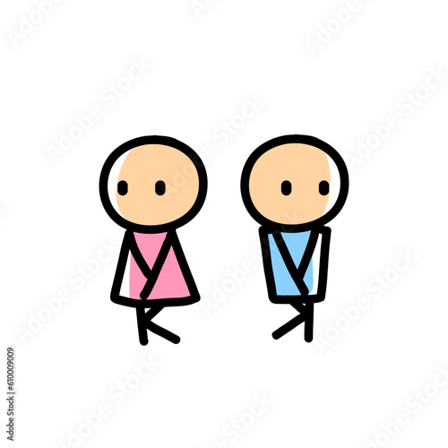 Hand drawn cartoon of toilet symbol for men and women