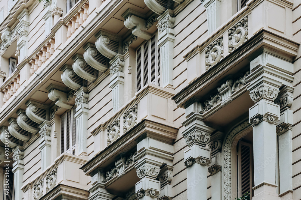 Beautiful 19th century facades in the center of Nice