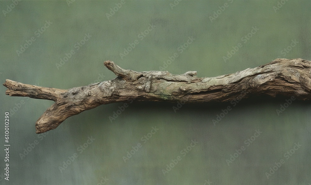 a branch of a tree that has been cut down with a sawtooth in the middle of the branch, with a bird perched on top of the branch. generative ai a branch of a tree that has been cut down with a sawtooth in the middle of the branch, with a bird perched on top of the branch. generative ai