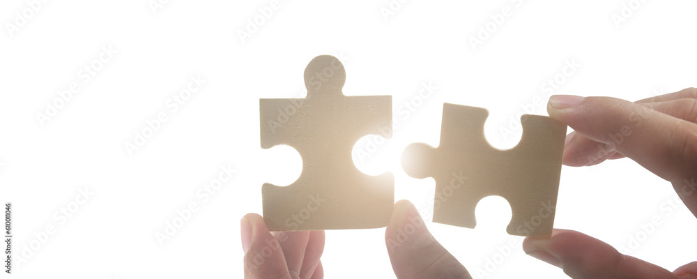 Connecting jigsaw puzzle. Business solutions success Connecting jigsaw puzzle. Business solutions success