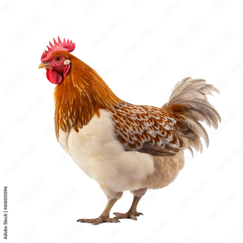 Chicken isolated on transparent background, generative AI. Chicken isolated on transparent background, generative AI.