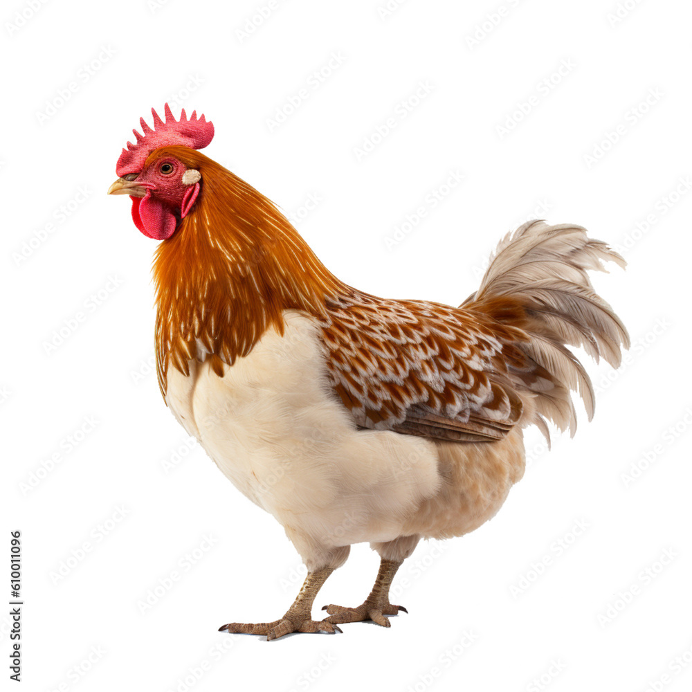 Chicken isolated on transparent background, generative AI.