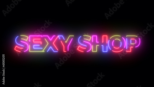 Sexy shop colored text. Laser vintage effect. Infinite loopable 4K animation