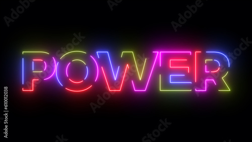 Power colored text. Laser vintage effect. Infinite loopable 4K animation