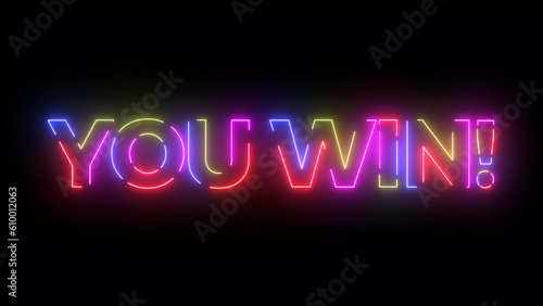 You win colored text. Laser vintage effect. Infinite loopable 4K animation