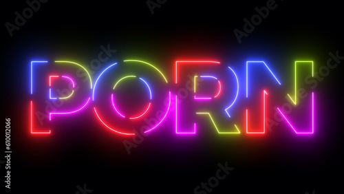 Porn colored text. Laser vintage effect. Infinite loopable 4K animation photo