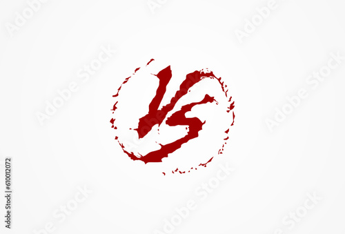 Letter VS versus Logo, abstract Initial VS in blood Splash style ,usable for competition, battle, match, and game template element , vector illustration