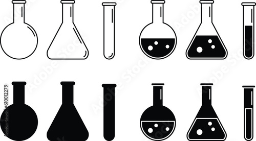 Test Tube Science Lab Glassware Clipart - Outline & Silhouette