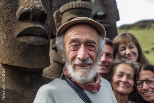 People visit the ancient site of Easter Island.