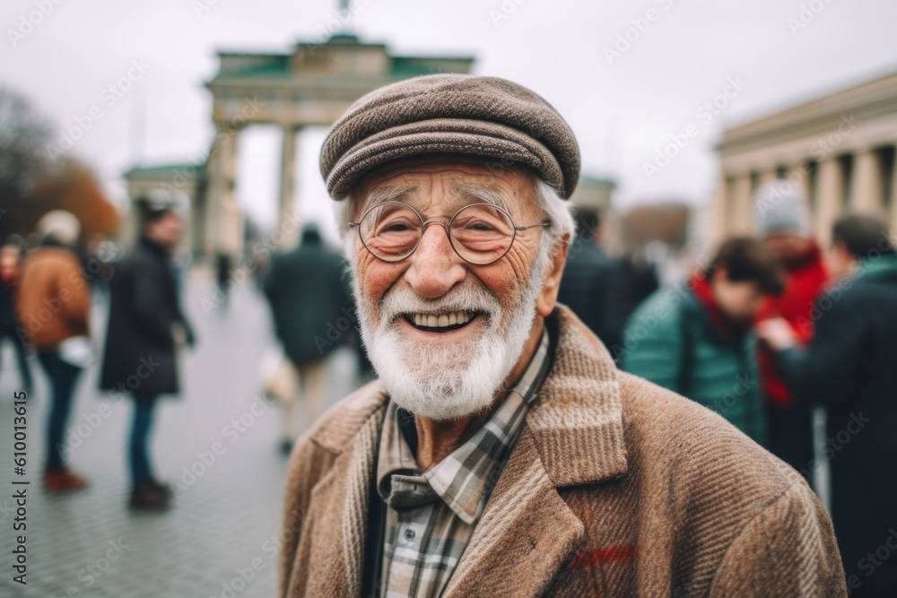 Unidentified old man with a beard in a hat and coat on the street in Krakow. Unidentified old man with a beard in a hat and coat on the street in Krakow.