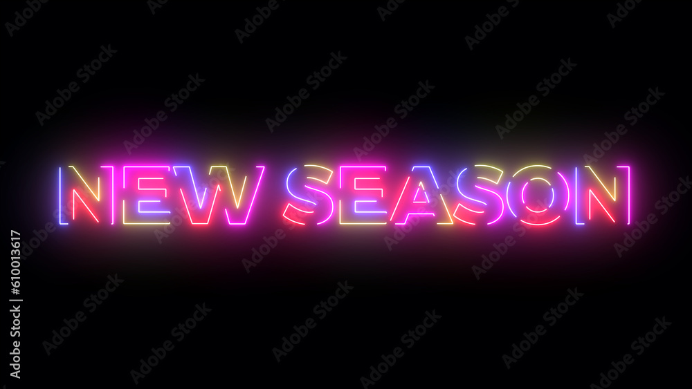 New season colored text. Laser vintage effect. Infinite loopable 4K animation