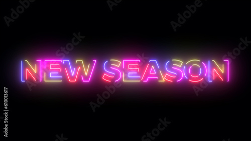 New season colored text. Laser vintage effect. Infinite loopable 4K animation