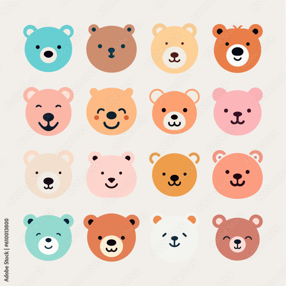 Cute Teddy bear cartoon collection. Vector illustration isolated on white background Cute Teddy bear cartoon collection. Vector illustration isolated on white background