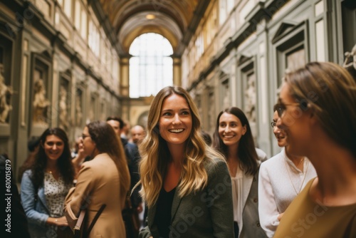 Group of business people walking in the center of Rome, Italy.