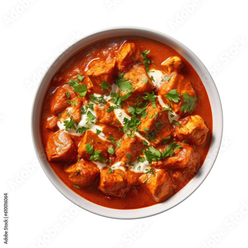 Delicious Plate of Butter Chicken on a Transparent Background. Generative AI