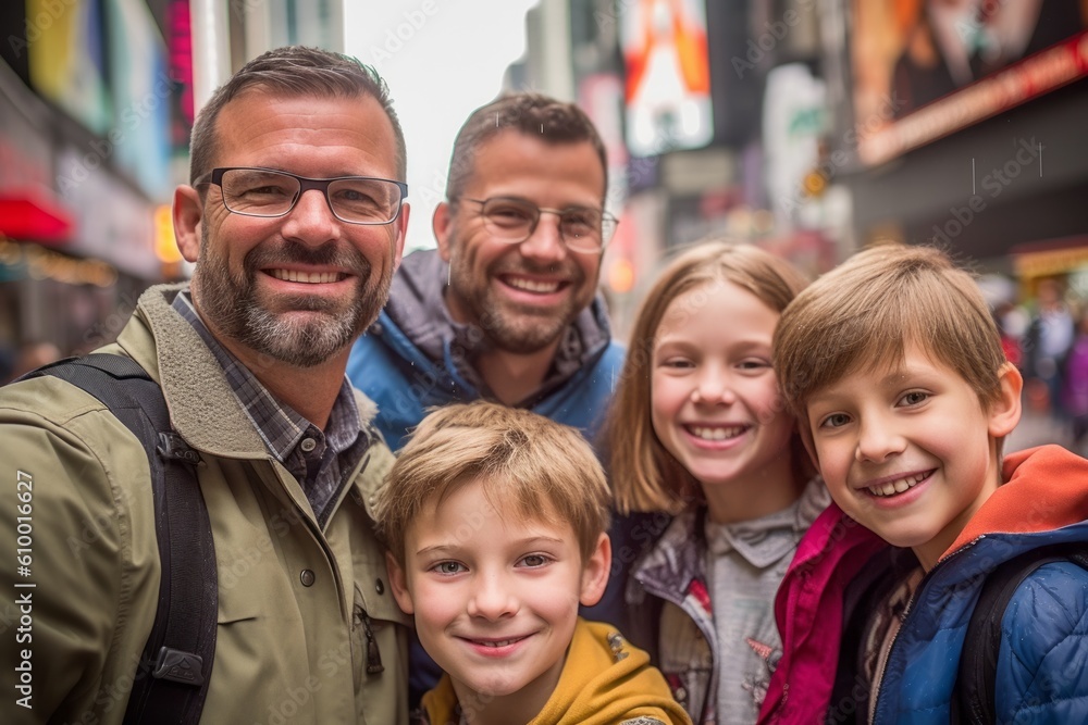 Portrait of happy family with kids in New York, USA. Portrait of happy family with kids in New York, USA.