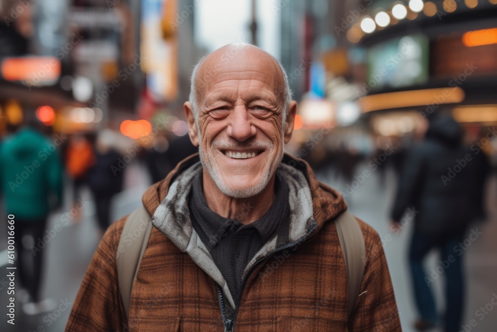 Portrait of a senior man smiling at the camera in New York City Portrait of a senior man smiling at the camera in New York City