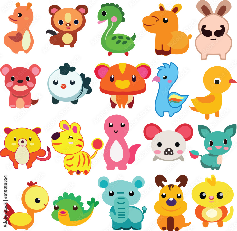set of cartoon animals set of cartoon animals