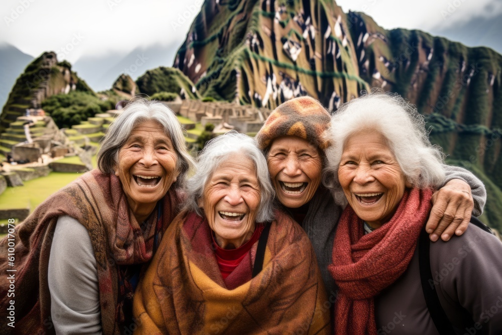 Group of happy asian senior women smiling and laughing in the park.
