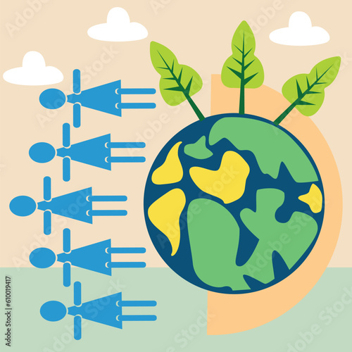 Illustration of an tree and human being