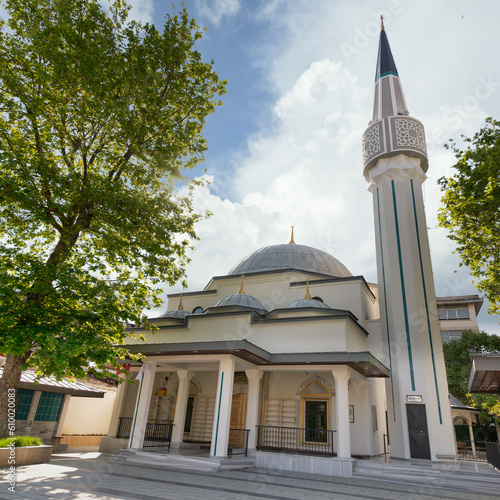 Haci Bedel Mustafa Efendi Camii, aka Osman Efendi Mescidi, a modern design small mosque influenced by Ottoman architecture, located in Mimar Sinan neighborhood, Uskudar district, Istanbul, Turkey photo