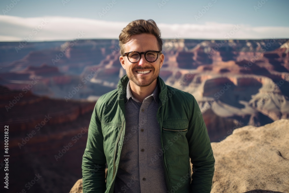 Handsome man in the Grand Canyon National Park, Arizona, USA Handsome man in the Grand Canyon National Park, Arizona, USA