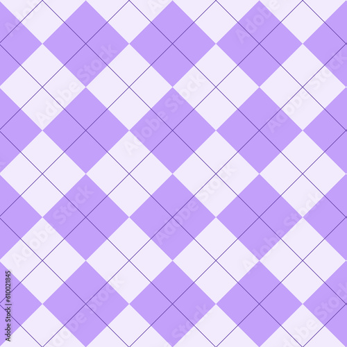 Purple argyle seamless background. Geometric stitched pattern for gift wrapping paper, socks, sweater, jumper, other trendy spring summer textile or paper print. 