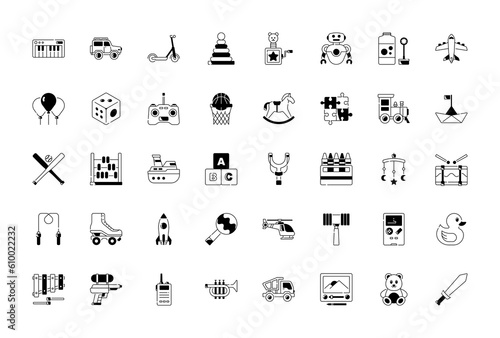 Set of children toys icons. Premium style icons Pack. Vector Illustration
