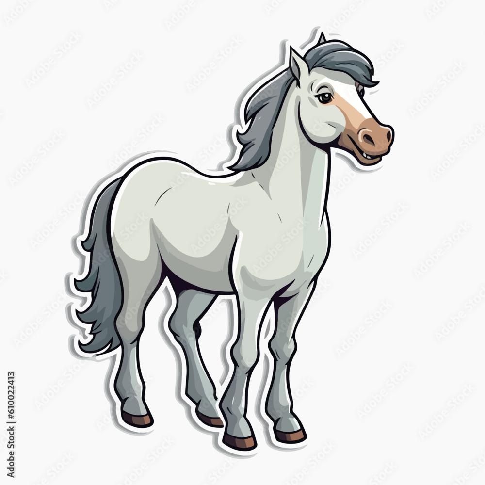 horse, illustration, isolated, animal, farm, equestrian, equine, mammal, vector, horseback, mane, pony, mare, cartoon, collection, domestic, set, cute, symbol, stallion, sport, art, white, character, 