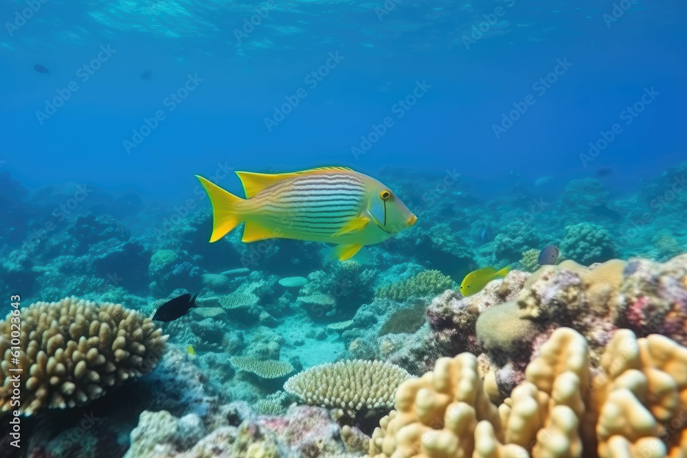 Tropical fish on a coral reef underwater wildlife. AI Tropical fish on a coral reef underwater wildlife. AI