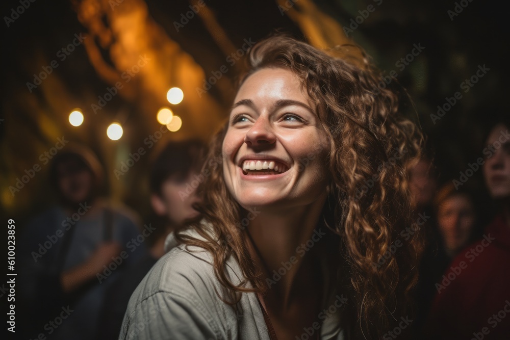 Portrait of a smiling young woman in a pub or club. Portrait of a smiling young woman in a pub or club.