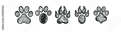 Animals footprints. Prints animal bird paw, wildlife foot icon, domestic pets footstep silhouette, print hoofed feet