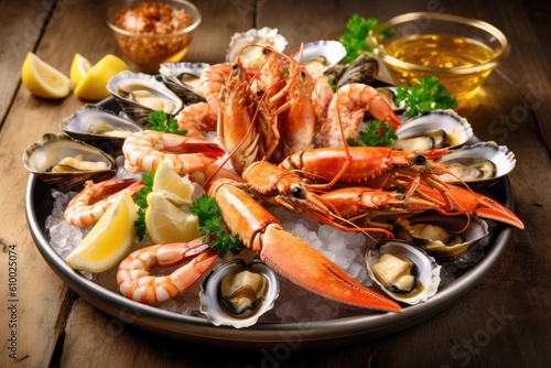 stock photo of A plateau de fruits de mer is a seafood Food Photography AI Generated