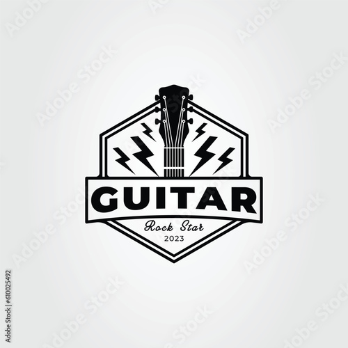 guitar electric logo or music band symbol vector illustration design