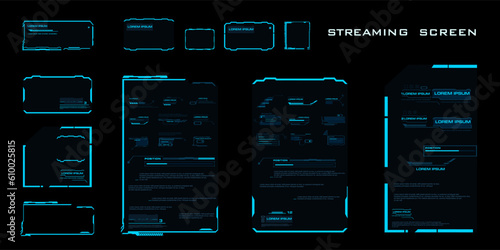 Set of frames, callouts and titles. Modern dialog HUD interface elements for text and communication. Frame layouts for interfaces. Information blocks with frames